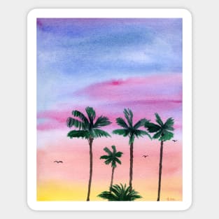 Colorful Sunset with Palm Trees Sticker